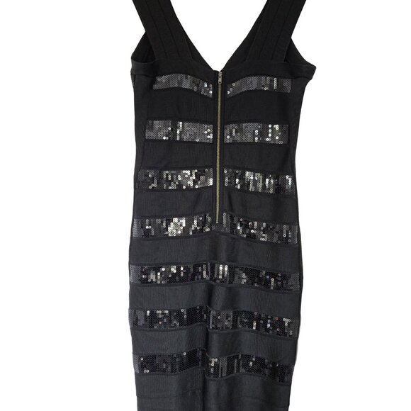 FRENCH CONNECTION Black Sequined Contour Dress 8 - Picture 3 of 5